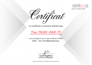 certificat fondamentaux SEO