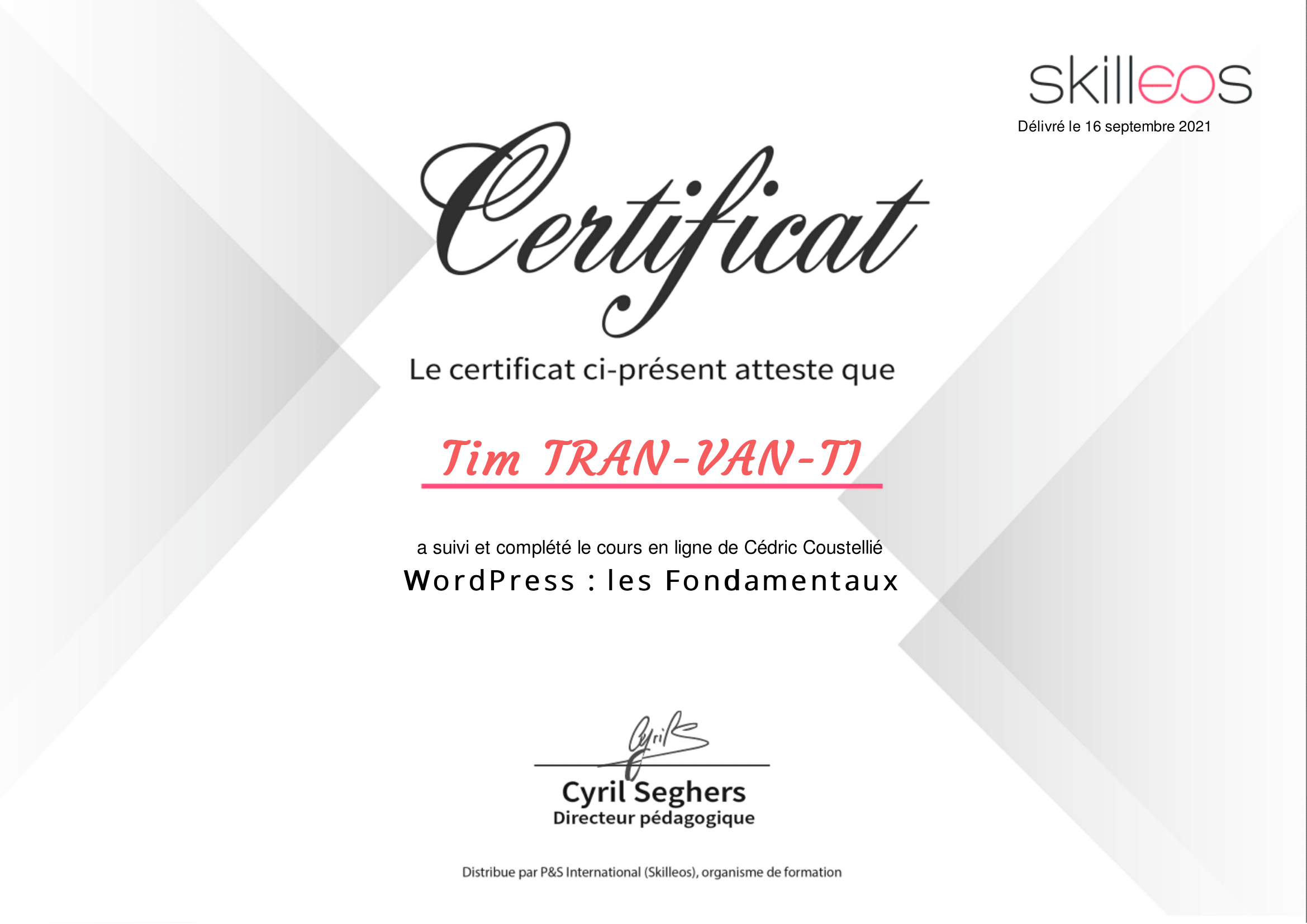 certificat wordpress fondamentaux