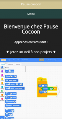 Maquette du site de Pause Cocoon sur mobile